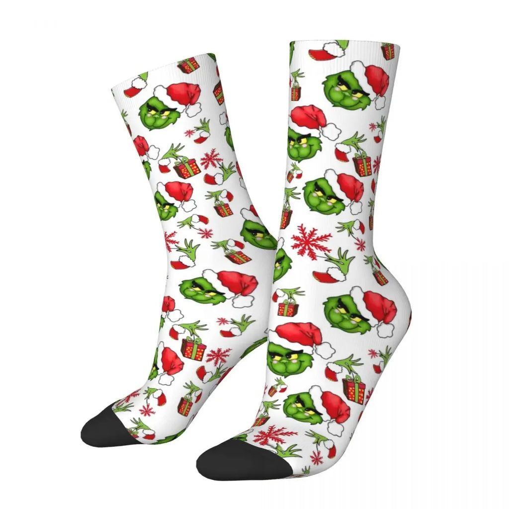 Cartoon Grinchh Xmas Socks Men's Women's Funny Happy Christmas Socks Hip Hop Spring Summer Autumn Winter Socks Gift